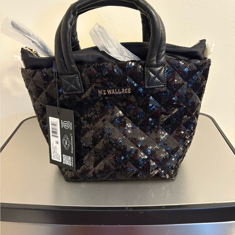 MZ Wallace Black and Blue Sequin Tote